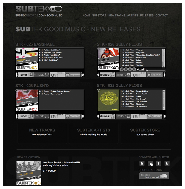 subtek records website design
