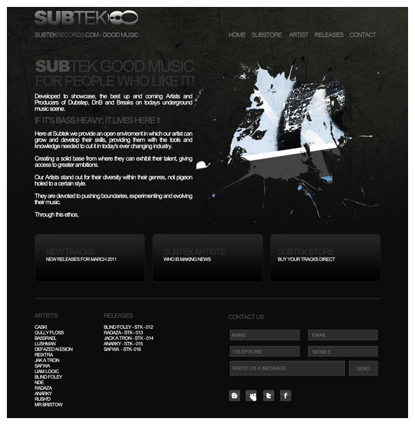 subtek records web design 